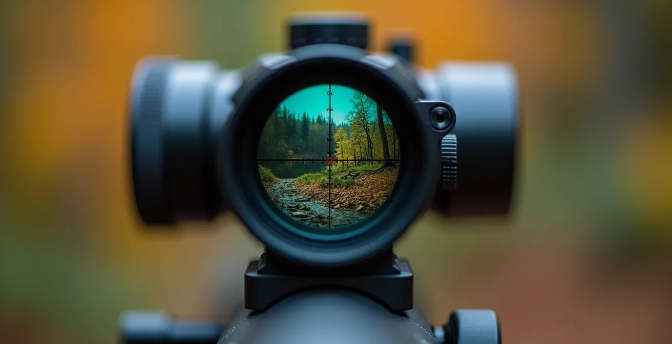 Comparaison visuelle entre point rouge et lunette de battue montés sur carabines