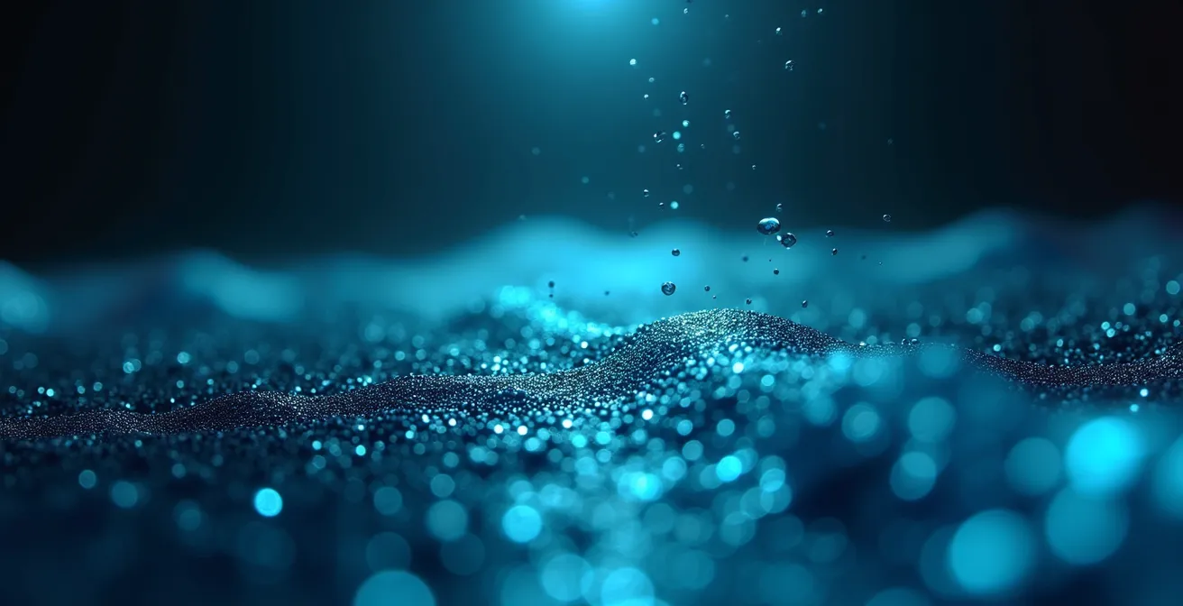 Détail macro d'un écran d'échosondeur montrant des structures sous-marines