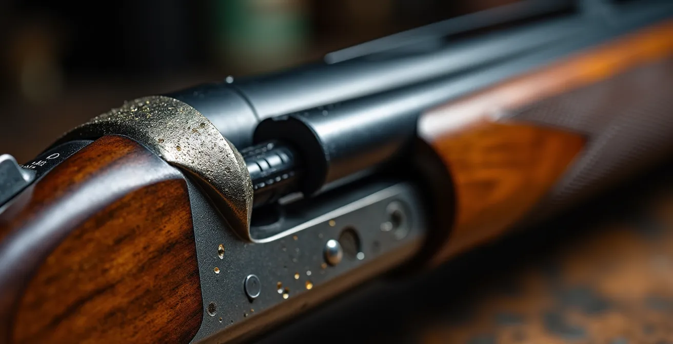 Point d'équilibre d'un fusil superposé au niveau de l'axe de bascule