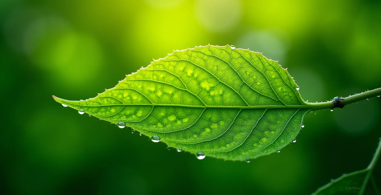 Gros plan sur des nervures de feuilles montrant les motifs fractals naturels