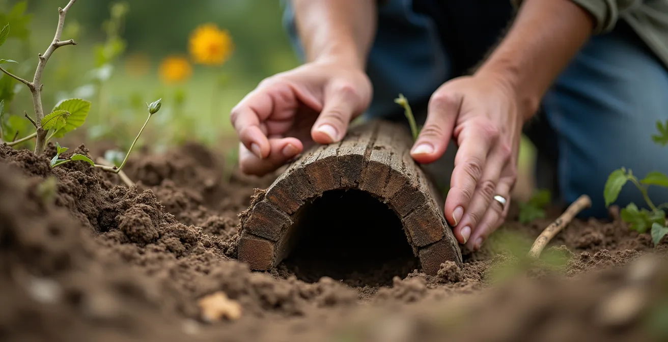 Aménagement d'une garenne artificielle avec structures en bois et végétation protectrice