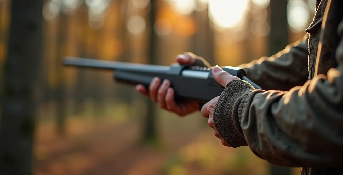 Mécanisme de carabine à verrou linéaire en action