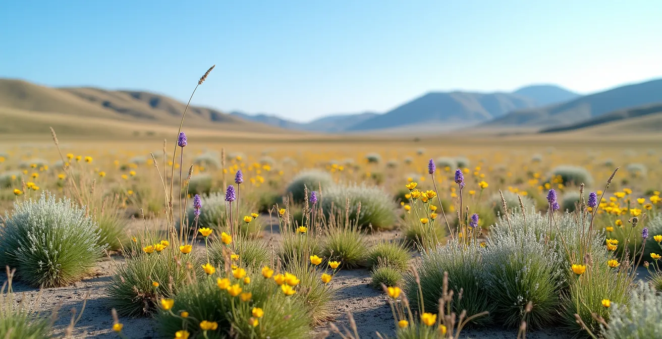Pelouse sèche du Causse du Larzac avec sa diversité floristique caractéristique