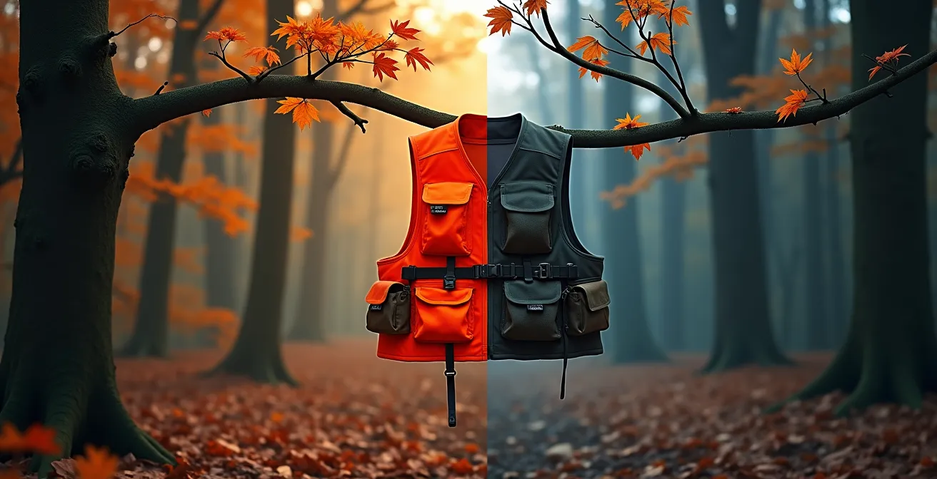 Comparaison visuelle du spectre de couleurs perçu par l'homme et le sanglier en forêt