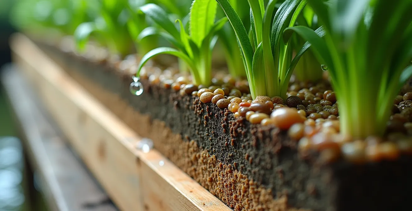 Système de phyto-épuration mobile installé près d'une structure démontable