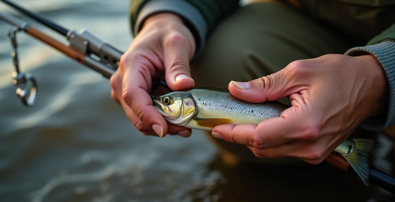 Démonstration de la technique du tourne-poignet pour décrocher un poisson